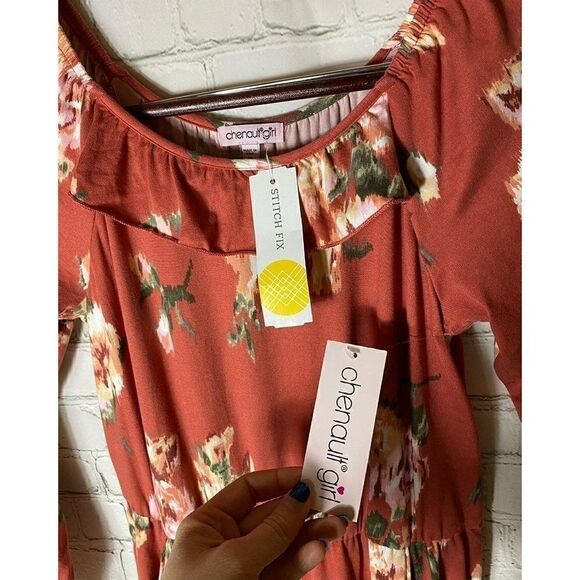 🆕 CHENAULT GIRL | Floral Trinney Brushed Ruffle Neck Jumpsuit Size 14 - Picture 3 of 5